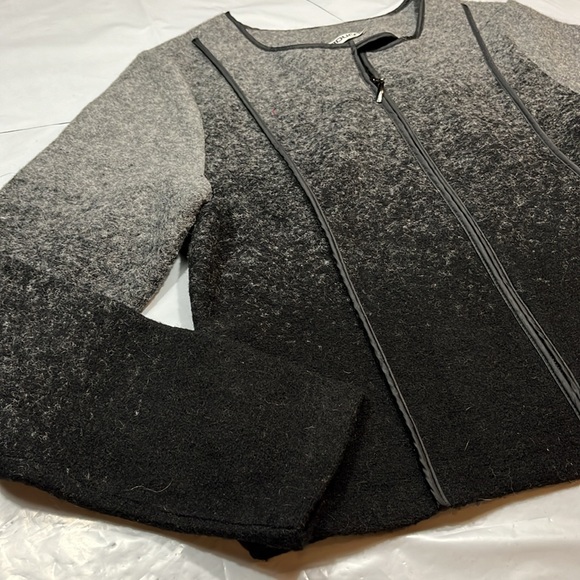 CARDUCCI Black gray hombre wool full double Zipper Sweater JACKET rounded neck L - Picture 4 of 13